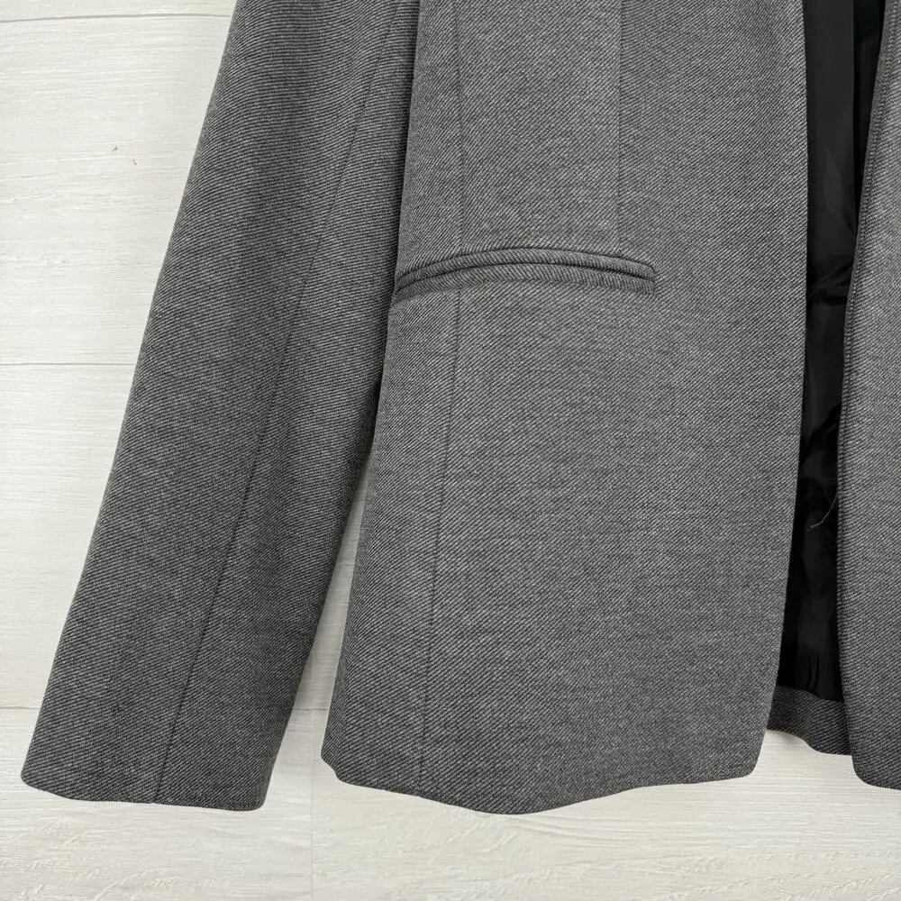 J.Crew Going Out Blazer Size‎ 8 Tall Gray Open Front Stretch Knit Twill Office